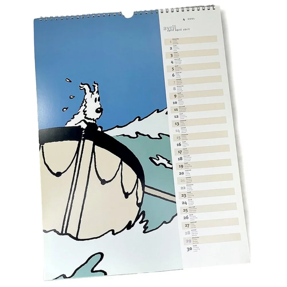 Adventures of Tintin Monthly Wall Calendar 2001